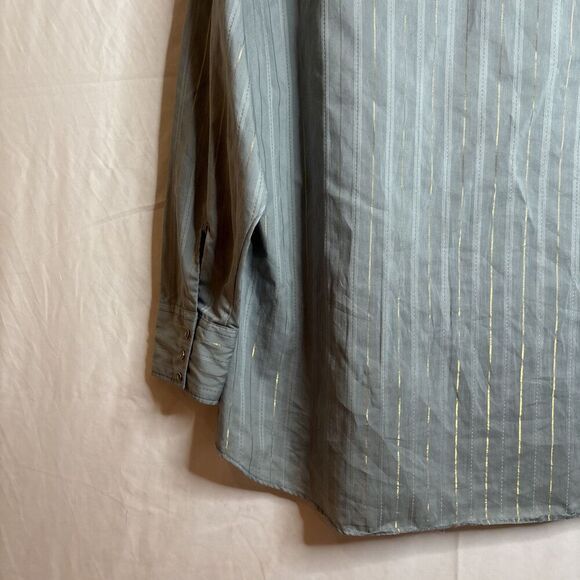 Ranch and Town by Panhandle Slim Western Shirt Stripe Pearl Snap Size 16 1/2 34 - Picture 8 of 12